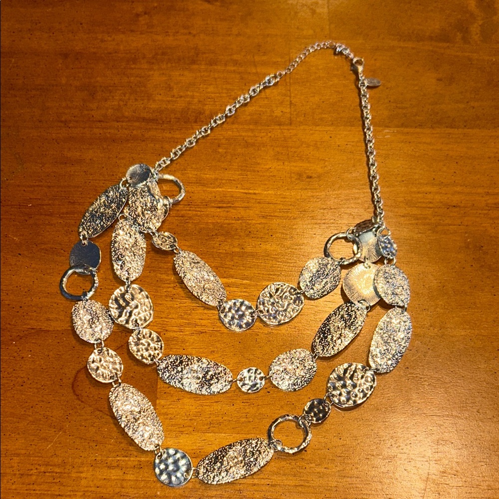 Elegant Silvertone Textured Necklace